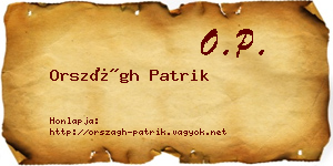 Országh Patrik névjegykártya